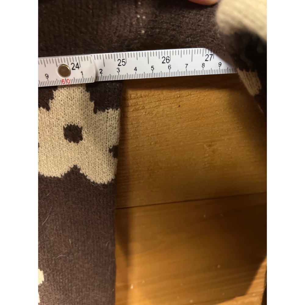 Mimosa Brown Floral Knit Sweater Women's Small Long Sleeve Crew Neck Garden NEW - Picture 2 of 10